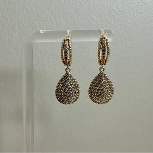 Fancy Drop Earring with CZ - Gold Plated